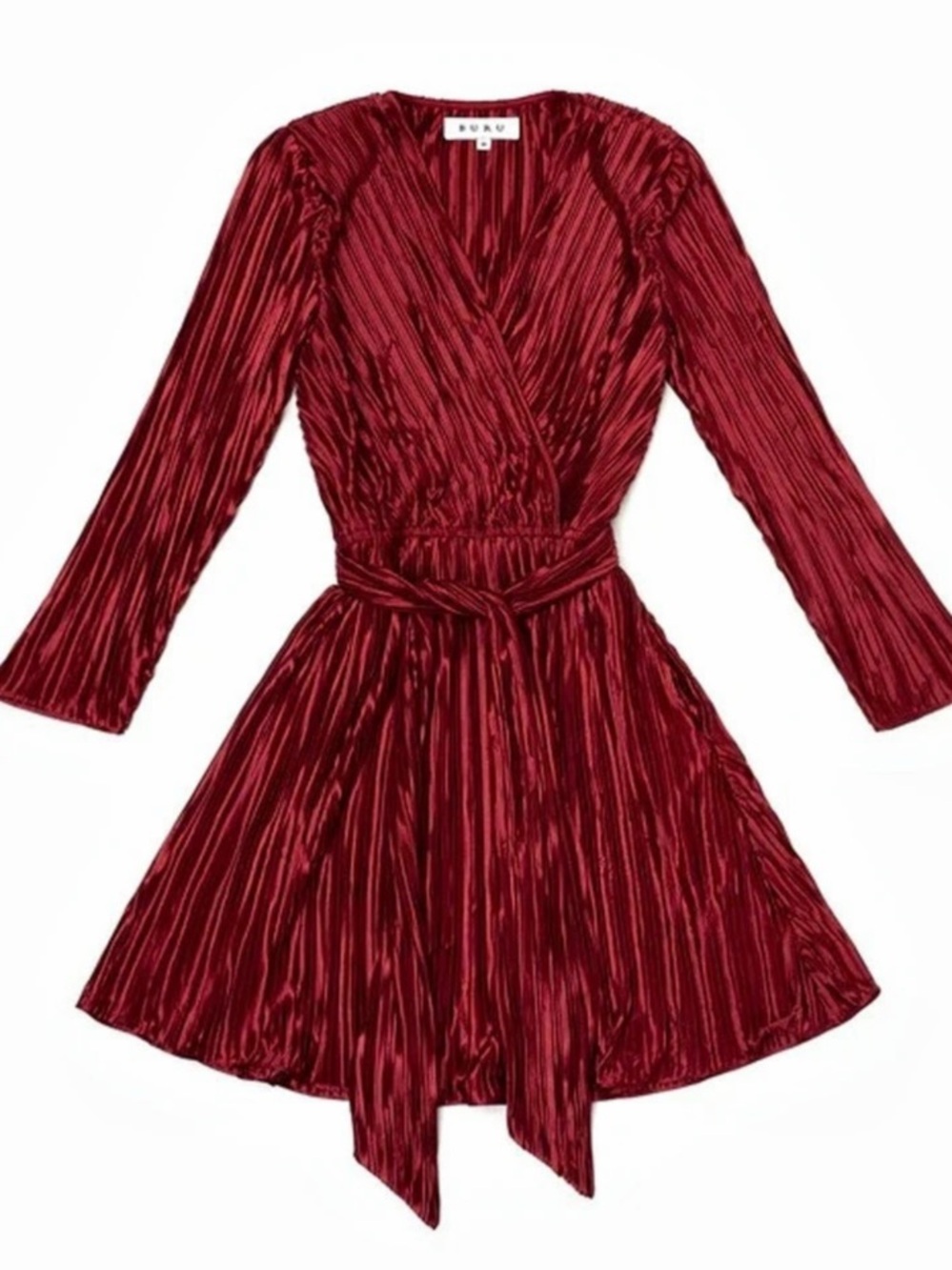 Buru NWT Pleated Mini Dress - Crimson - Size M